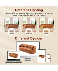 Rainsken 86" Curved Cloud Sofa, Chenille Boneless Couch with Pillows and High-Density Foam, 3-Seater Compressed Sofa for Living Room