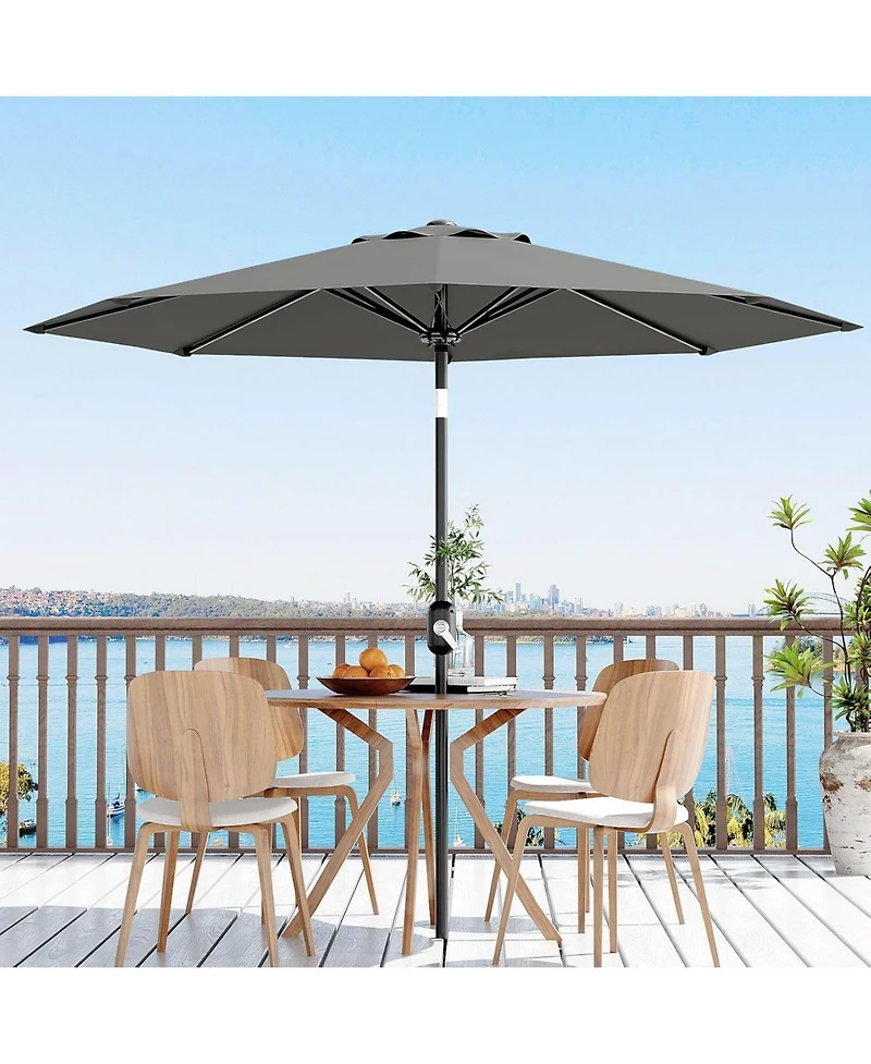 Xo 9 Ft Patio Umbrella with Tilt and Crank, Outdoor Market Table Umbrella with 8 Sturdy Ribs, Uv Resistant Deck Umbrella