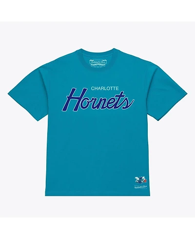 Mitchell & Ness Men's Teal Charlotte Hornets Vintage Wordmark T-Shirt