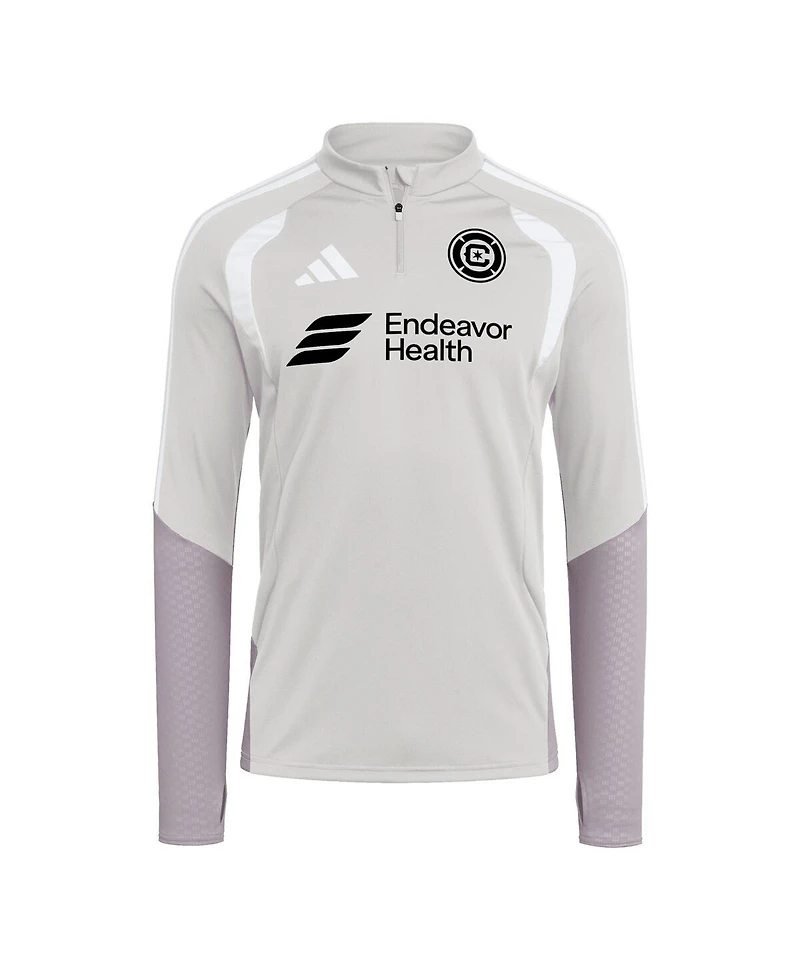 Adidas Men's Silver Chicago Fire 2026 Tiro Competition Quarter-Zip Training Sweatshirt
