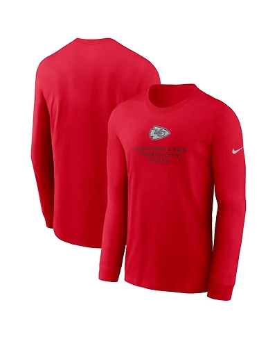 Nike Men's Red Kansas City Chiefs Sideline Bold Arch Star Dri-fit Long Sleeve T-Shirt