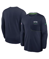 Nike Men's College Navy Seattle Seahawks Sideline Coaches Uv Dri-fit Long Sleeve T-Shirt