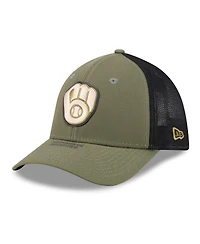 New Era Men's Olive Milwaukee Brewers 2026 Armed Forces Day 39THIRTY M-Crown Flex Hat