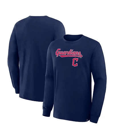 Fanatics Men's Navy Cleveland Guardians Lock-Up Legacy Long Sleeve T-Shirt