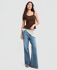 And Now This Women's Crocheted-Scarf Flare Jeans, Macy's Exclusive