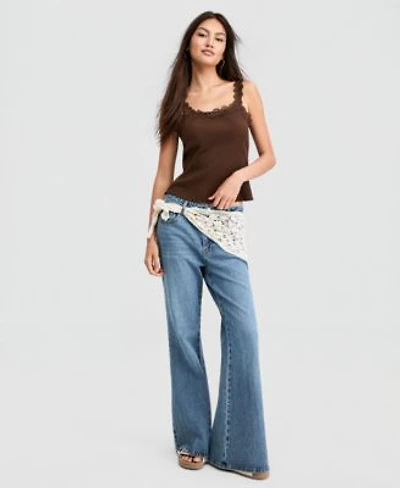 Now This Womens Crocheted Scarf Flare Jeans Macys Exclusive
