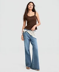 Now This Womens Crocheted Scarf Flare Jeans Macys Exclusive