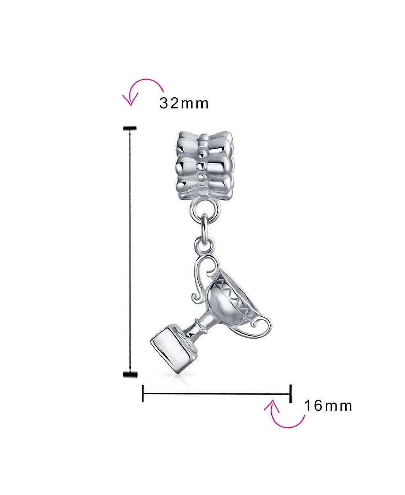 Bling Jewelry Sports Champion Trophy Dangle Charm Bead .925 Sterling Silver Fits European Bracelet