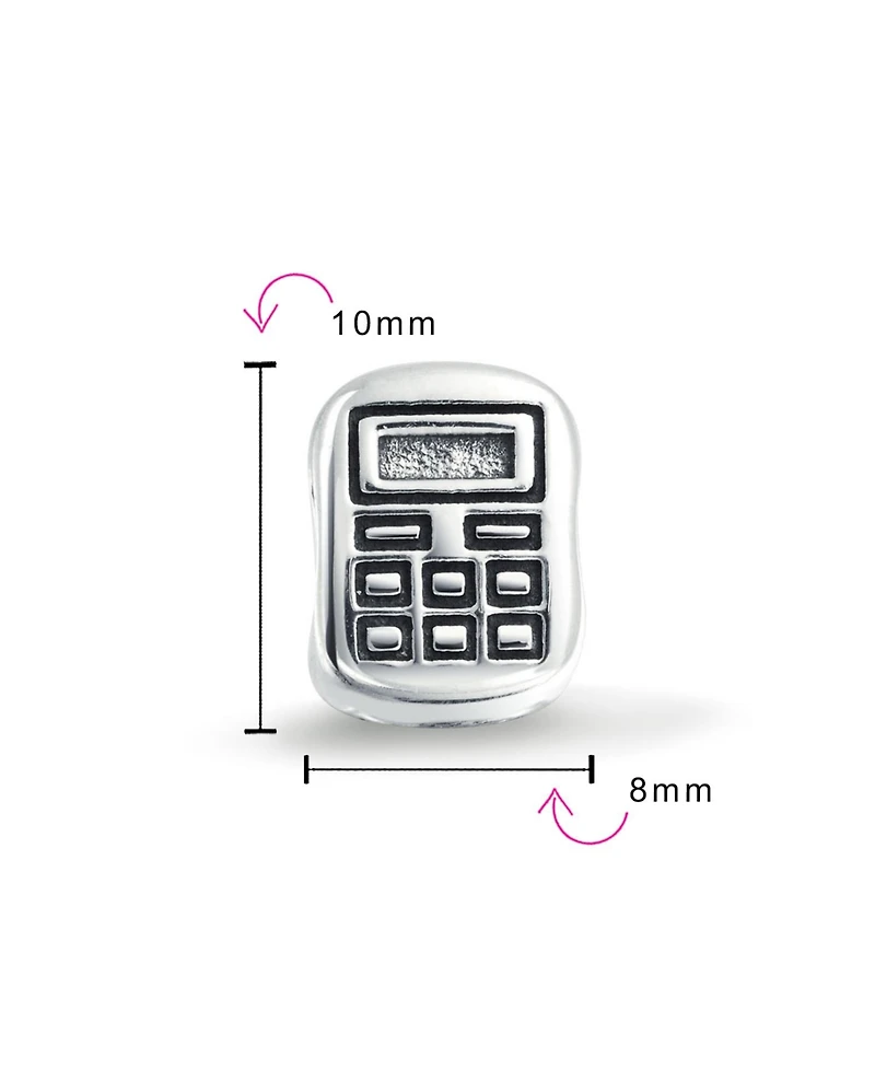 Bling Jewelry Bookkeeper Math Student Calculator Charm Bead .925 Sterling Silver Fits European Bracelet