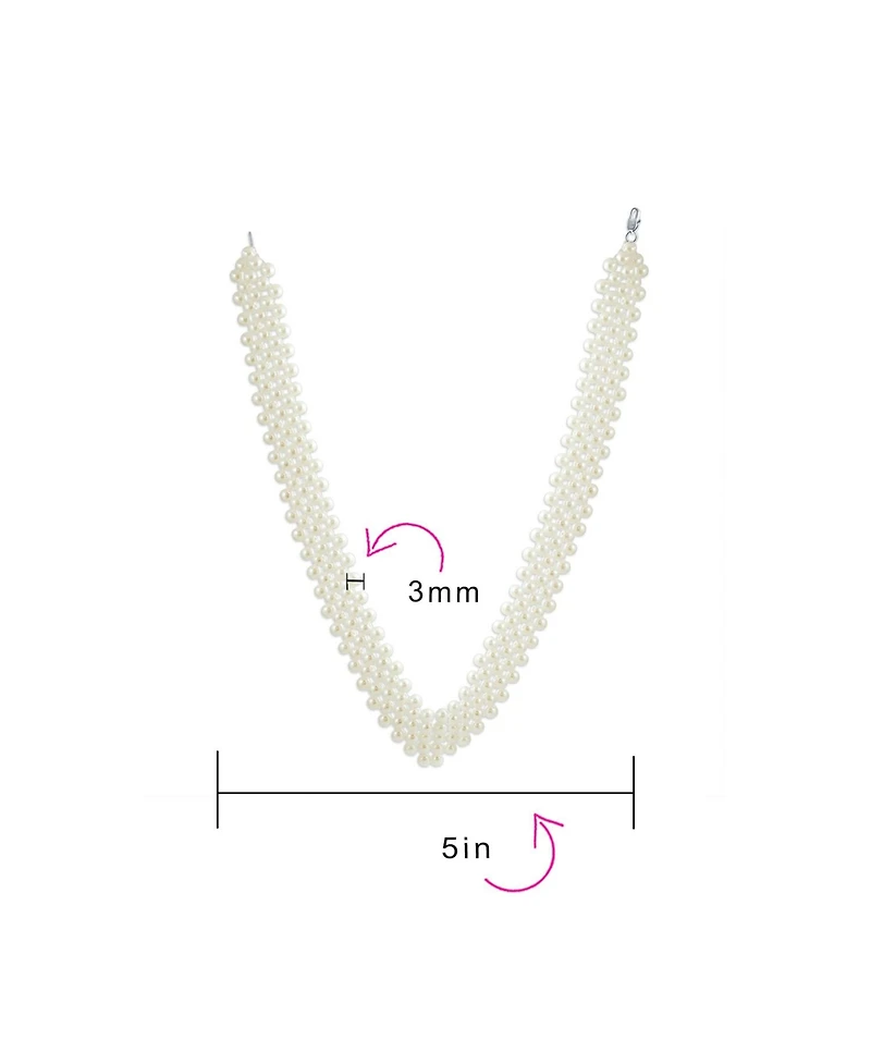 Bling Jewelry Plain Statement Fashion Simulated Pearl Collar Bib V Necklace Prom