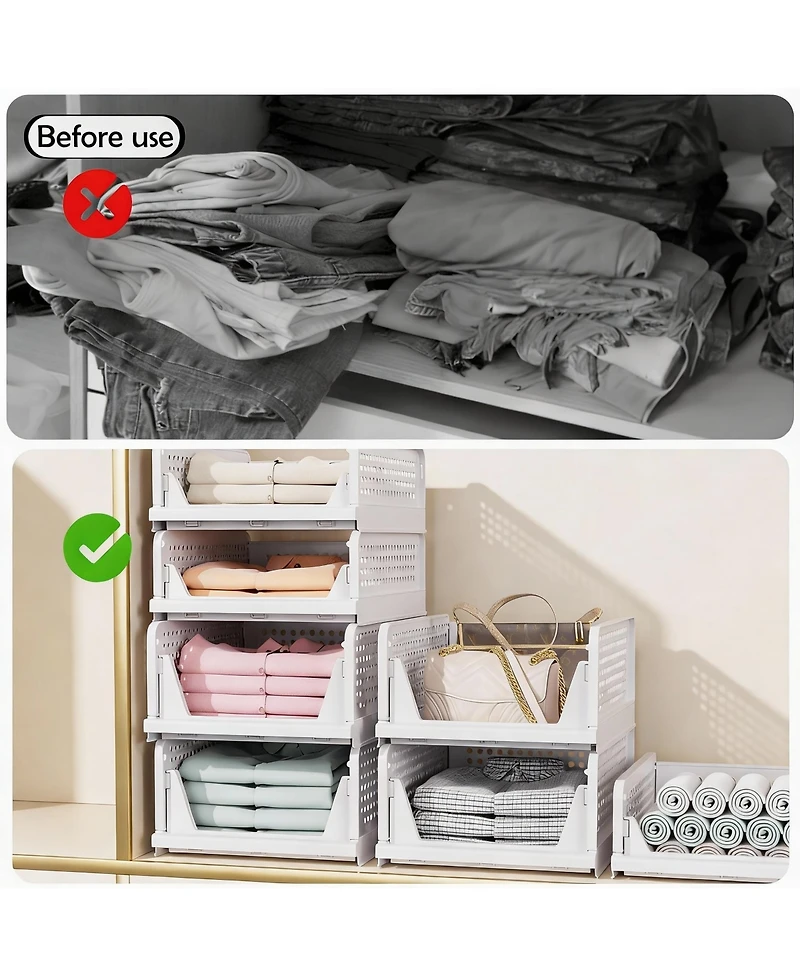 Yigii 5-Pack Stackable Storage Bins for Home Organization