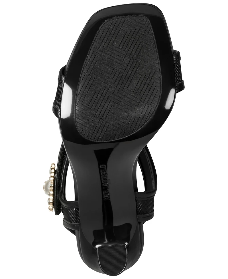 Karl Lagerfeld Paris Women's Celida Mesh Ankle Strap Dress Sandals