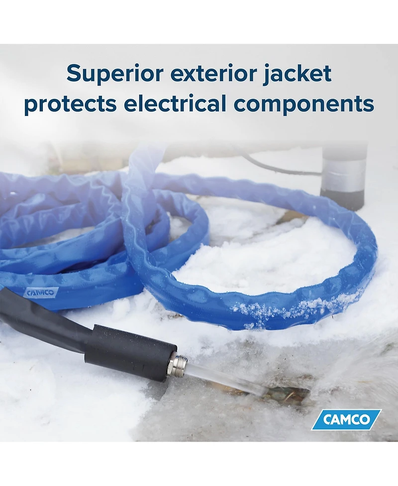 Camco Heated 50 Foot Rv Drinking Water Hose, Freeze Regulator Down to