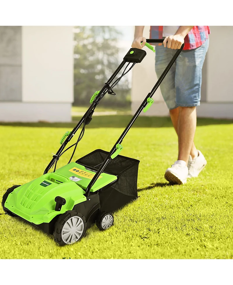 IronMax 12Amp Corded Scarifier 13" Electric Lawn Dethatcher with 40L/11-Gal Collection Bag