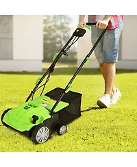 IronMax 12Amp Corded Scarifier 13" Electric Lawn Dethatcher with 40L/11-Gal Collection Bag