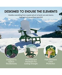 WestinTrends -Piece Outdoor Folding Adjustable Adirondack Chair with Cup Holder and Hideaway Ottoman 18" Side Table