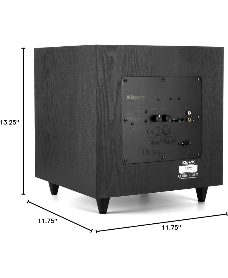 Klipsch R-80SWi 8-Inch 150W Wireless Powered Subwoofer with Deep Bass, Black
