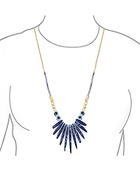 Bling Jewelry Blue Peck Organic Faceted Beads Irregular Stone Bib Fan Statement Collar Necklaces For Women Gold Plated Adjustable