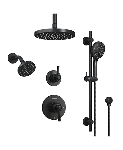 Casainc Dual Heads 3-Function Rainfall Shower System with 3-Mode Handheld and Adjustable Slide Bar