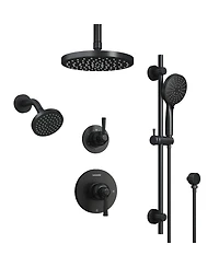 Casainc Dual Heads 3-Function Rainfall Shower System with 3-Mode Handheld and Adjustable Slide Bar