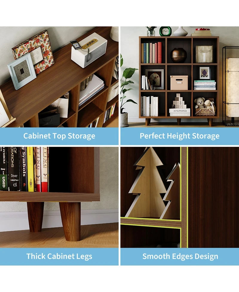 Gaomon 9-cube 3-tier open bookcase, perfect for stylish storage and display in living rooms, bedrooms, or offices. Space-saving and modern design