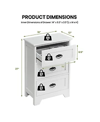 Gymax 2 Piece 3 Drawers Nightstand End Table Bedroom Storage Wood Side Bedside