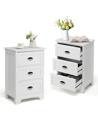 Gymax 2 Piece 3 Drawers Nightstand End Table Bedroom Storage Wood Side Bedside