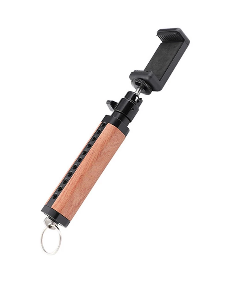 Camvate Wooden Handle Grip w/Adjustable phone Clip Mini Ball Head Mount