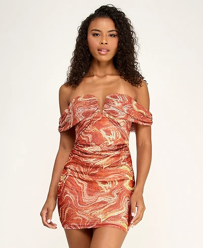 Seni & Cade Juniors' Embellished Off-The-Shoulder Dress