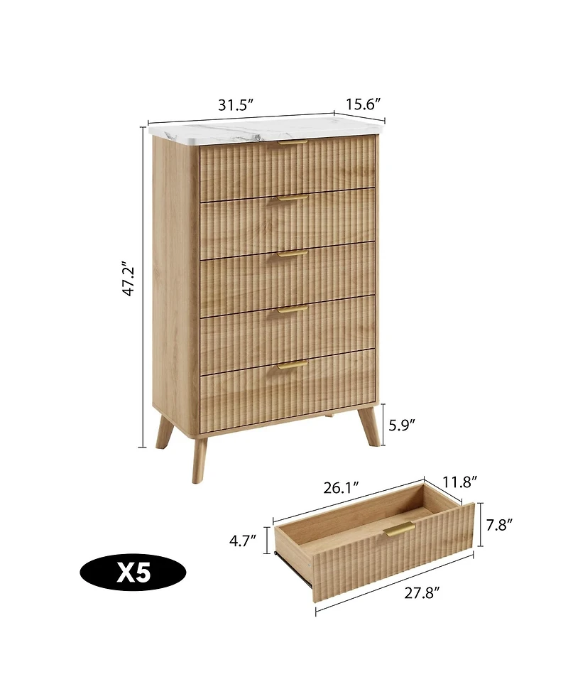 gaomon Fluted Dresser for Bedroom