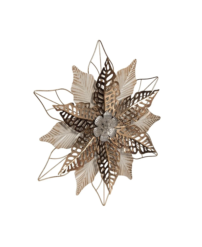 Gallerie Ii Christmas Poinsettia Wall Hanging Gold Decorative Art Sculpture 18