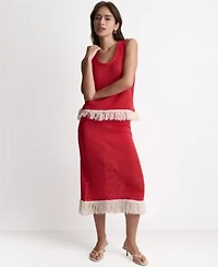 Bcbg Womens Fringe Knit Set