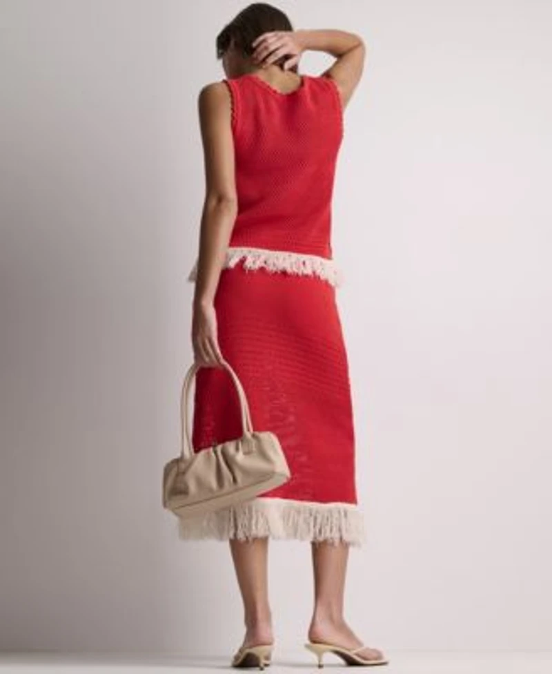 Bcbg Womens Fringe Knit Set