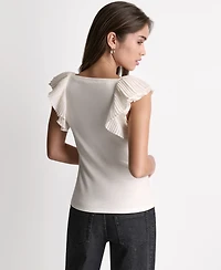 Bcbg Women's Square Neck Ruffle Cap-Sleeve Top