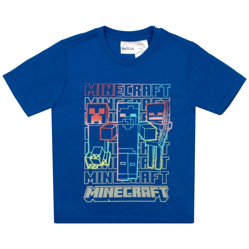 Minecraft Creepers Pattern Little Boys 2 Piece T-Shirt and Short Set