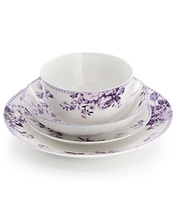Elama Purple Rose 24-Piece Dinnerware Set, Service For 6