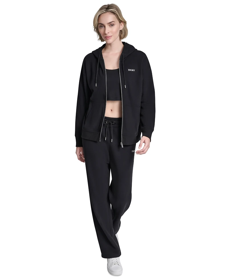 Dkny Sport Women's Metallic Bubble Logo Full-Zip Hoodie