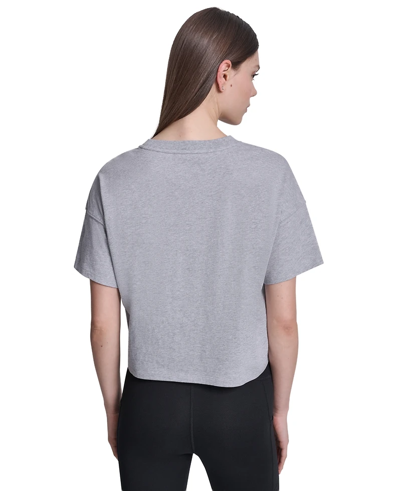 Dkny Sport Women's Metallic Bubble Logo Drop Shoulder Pull-On T-Shirt