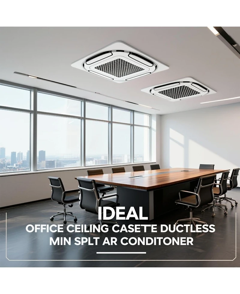 Xo 18000 Btu Ceiling Cassette Mini Split Ac and Heat Pump, 20.5 SEER2, 360degree(s) Airflow, WiFi, 230V, 25FT Kit