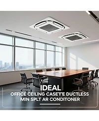 Xo 18000 Btu Ceiling Cassette Mini Split Ac and Heat Pump, 20.5 SEER2, 360degree(s) Airflow, WiFi, 230V, 25FT Kit