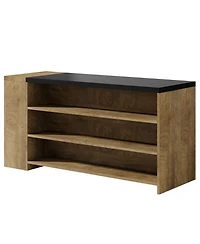Tribesigns 55" Kitchen Island with Storage, Farmhouse 5-Tier Stationary Island Table with 5 Shelves, Wood Coffee Bar Table Storage Cabinet with Large