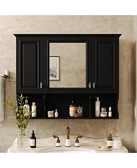 Phying Wall Mounted Bathroom Mirror Medicine Cabinet Modern with Open Shelves Home Organizer