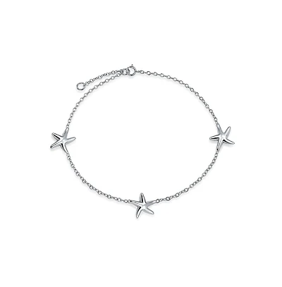 Bling Jewelry Tropical Vacation Keepsake Nautical Triple Starfish Charm Bracelet