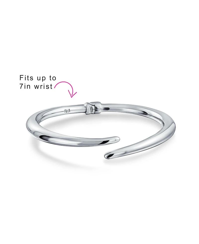 Bling Jewelry Modern Bypass Pointed Tip Bangle Bracelet .925 Lightweight Hinge Closure 7.5-8 Inch