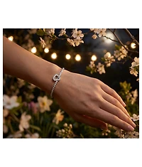 Bling Jewelry Sweetheart Bezel Set Cz Cubic Zirconia Tennis Bracelet Heart Shaped Clasp 7.5 Inch