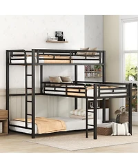 Streamdale Furniture L-shaped Metal Triple Bunk Bed