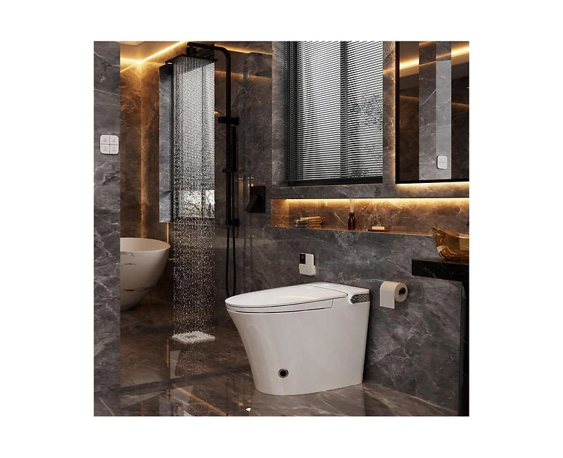 Casainc Ada Comfort Height Smart Bathroom Fixture with Built-In Tank, Heated Seat, Auto Open Lid and Warm Air Dryer