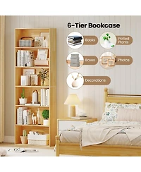 Gymax 2 pieces 6-Tier Bookshelf with Open Shelves Anti-Tipping Kits for Living Room Bedroom