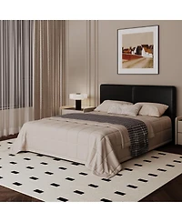 homfan Upholstered Platform Bed Frame with Headboard, Corduroy or Pu Cover, Wooden Slats and Quiet Support, No Box Spring Needed
