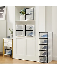 homfan 15Pieces Clear Collapsible Shoe Storage Boxes - Stackable Transparent Organizer Bins for Closet, Home, and Shoes Space-Saving
